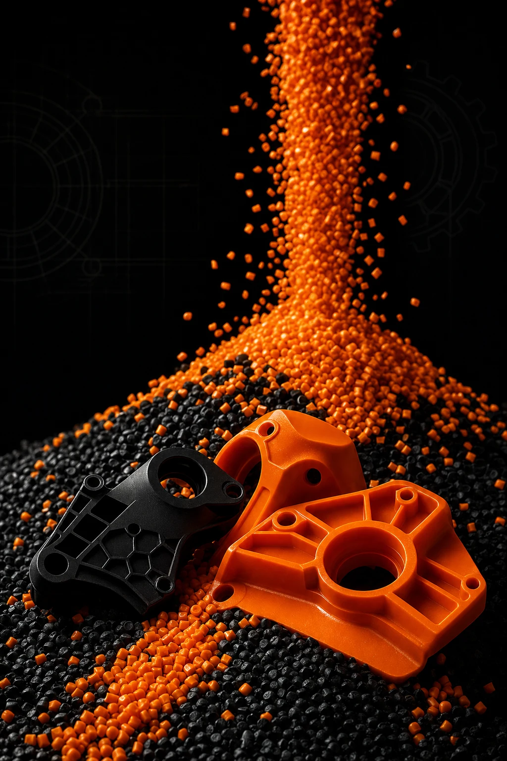 Recycled polymer pellets and engineered injection-molded components