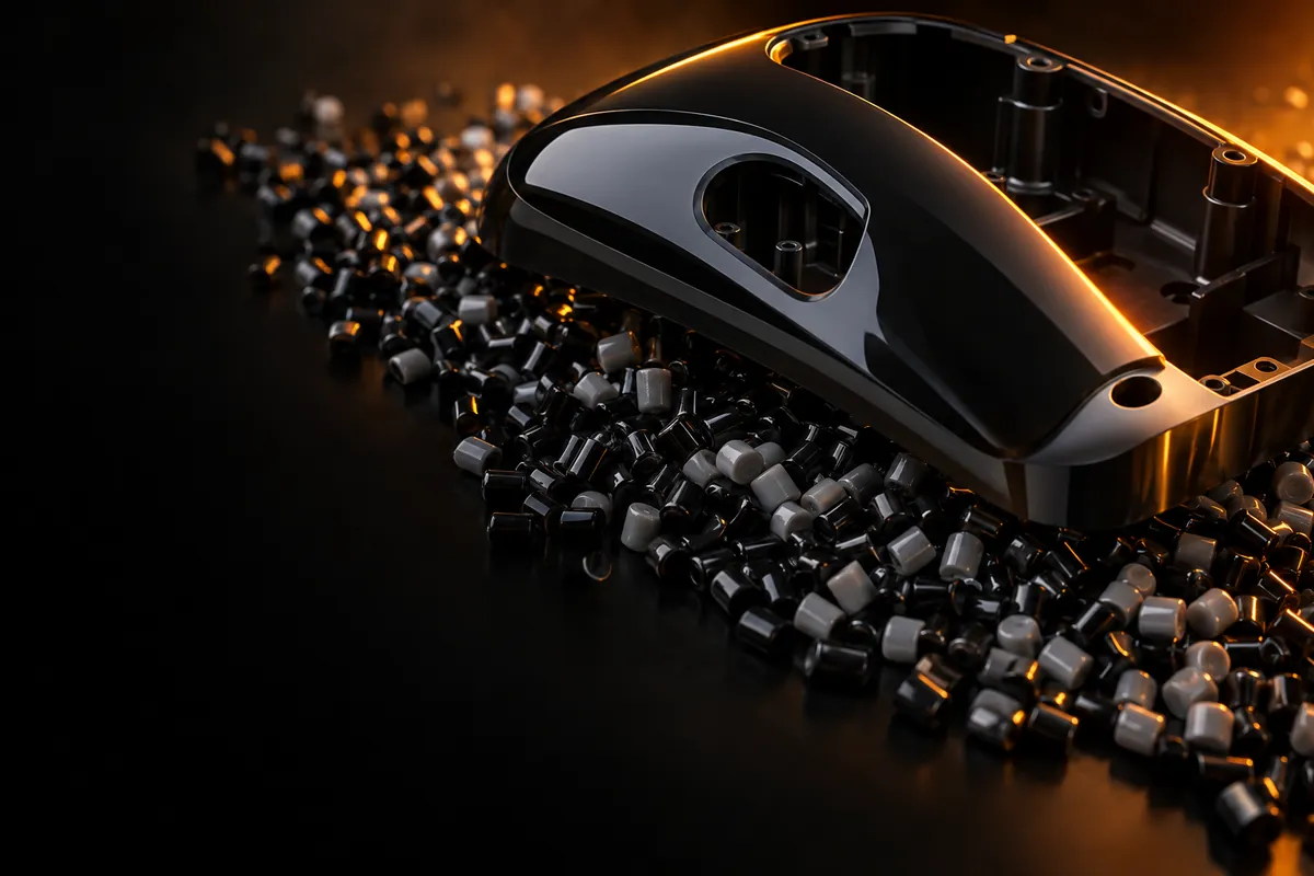 Glossy ABS housing with ABS pellets