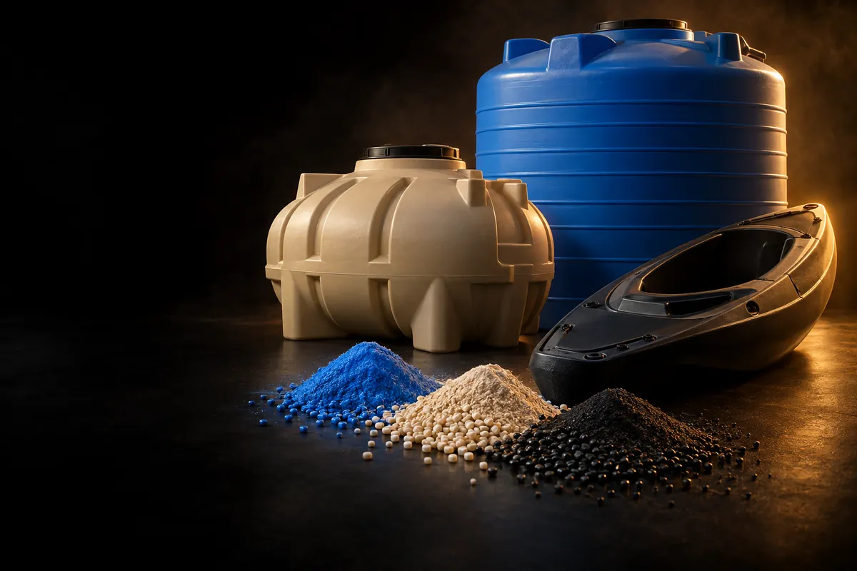 Rotomolded MDPE tanks with pellets and powder